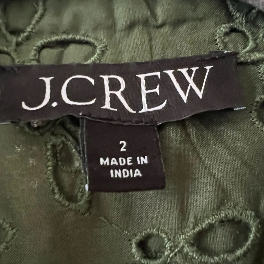 J Crew Spring Garden Top Olive Green Eyelet Size 2